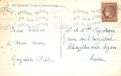 Aix-les-Bains — Entrée du Grand-Cercle — éditeur Télé-Photo, 18, Square Aix-les-Bains — पीछे