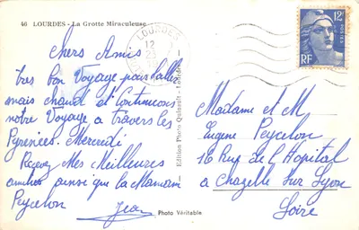 Lourdes — La Grotte Miraculeuse — Edition Photo Véritable n°46 — 뒷면