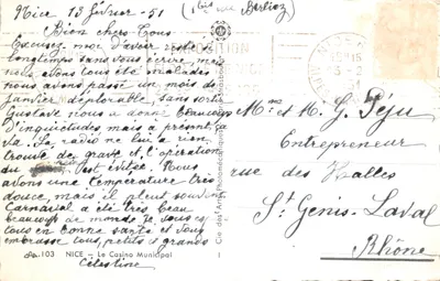 Nice — Le Casino Municipal — éditeur CAP — Verso