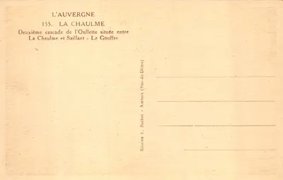 La Chaulme — Secondo salto dell'Oullette tra La Chaulme e Saillant - Le Gouffre — Edizione L. Bâchet, Ambert (Puy-de-Dôme) — Verso