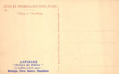L'Étang de Ville-d'Avray — vue d'un étang entouré d'arbres — Édition d'Art YVON, Neuilly-Paris — Verso