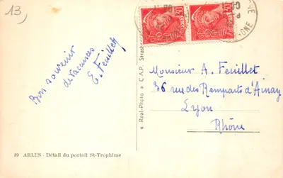 Arles — Détail du portail St-Trophime — éditeur « Real-Photo » C.A.P — पीछे
