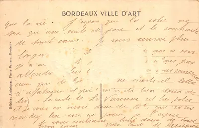 Bordeaux — Les Ruines du Palais Gallien — Éditions Artistiques Pierre Barreau — Verso