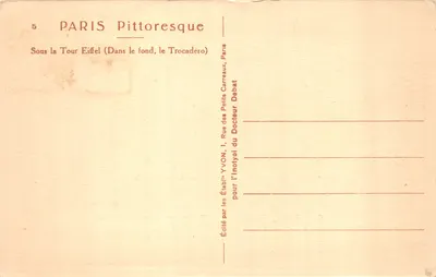 Vue sous la Tour Eiffel — éditeur YVON, n°5 — 裏面