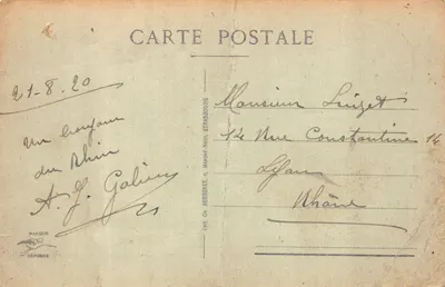 Strasbourg — Mosty Renu i Kehl w oddali — Wydawca CH. BERGERET, 11, Marché-Neuf, Strasbourg, n°651 — Rewers