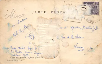 Valls-les-Bains — vue générale avec église — Édition Neyrand n°1 — Verso