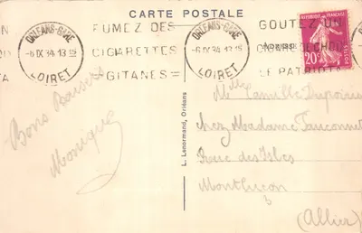 Orléans — Stacja, Square Albert-Ier — wydawca drukarz nieodczytelny — Rewers