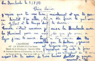 La Bourboule — vue panoramique avec église et montagnes — éditeur L'Auvergne, n° 197 — 裏面