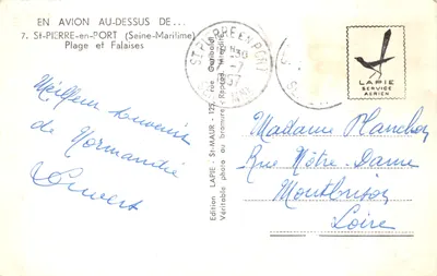 Plage et Falaises — vue aérienne de St-Pierre-en-Port (Seine-Maritime) — édition Lapie Service Aérien — Verso