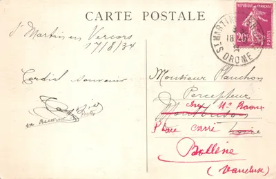 Les Grands Goulets — vue panoramique des falaises — éditeur Paul Boyer, Romans, n° 182 — 背面