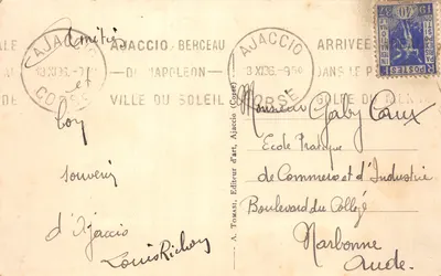 Les Îles Sanguinaires — vue aérienne des îlots rocheux avec tour — éditeur A. Tomasi, Ajaccio, n° 1145 — पीछे