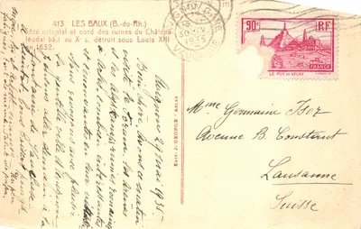 Les Baux (B.-du-Rh.) — Côté oriental et nord des ruines du château féodal détruit sous Louis XIII — Édit. J. George — 裏面