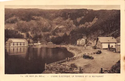 Lac Noir (Alt. 950 m) — L'usine électrique, la terrasse et le restaurant, éditeur Restaurant L. Gérard