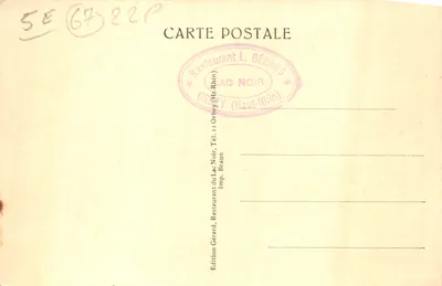 Lac Noir (Alt. 950 m) — L'usine électrique, la terrasse et le restaurant, éditeur Restaurant L. Gérard — पीछे