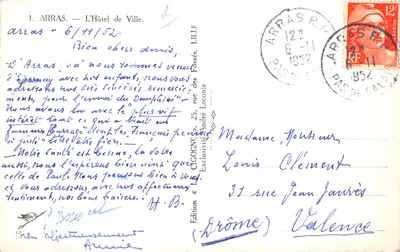 Arras — Hôtel de Ville — éditeur LA CIGOGNE — 背面