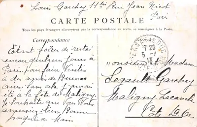 Paryż - Trocadéro - widok Pałacu Chaillot z posągami jeździeckimi, wydawca nieczytelny, numer serii nieczytelny — Rewers