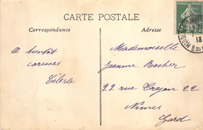 Marseille — Fontaine Cantini, beeldhouwwerk met standbeeld op zuil — uitgever LLLERIE — Achterkant