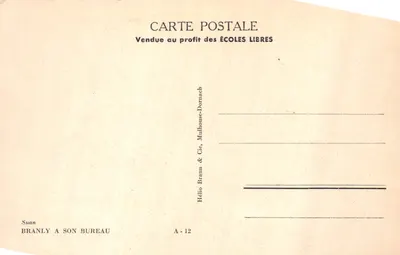 Héliodore Branly — Portrait dans son bureau — éditeur Hélio Braun & Cie, Mulhouse-Dornach, n° A-12 — 背面