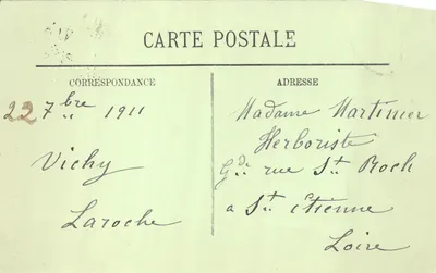 Vichy — Entrée de la Maison de Mme de Sévigné — LL. n°107 — Verso