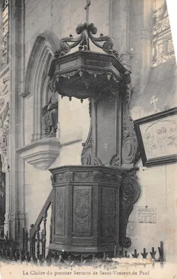 La Chaire du premier Sermon de Saint-Vincent de Paul — église de Saint-Vincent de Paul, ornée de sculptures et de vitraux — éditeur Vercuil, n°6