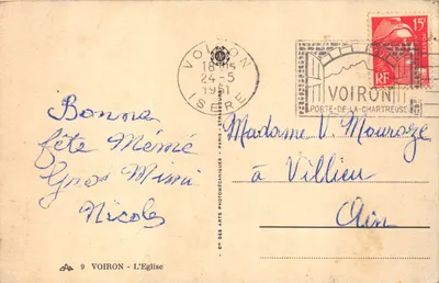 Voiron — Église Notre-Dame — éditeur C° des Arts Photomécaniques, n° 9 — Verso