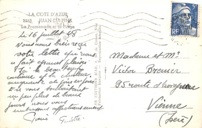 La Promenade et la Plage — Juan-les-Pins — Éditions Mar, Nîde — Verso
