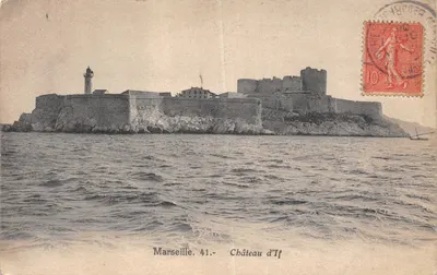 Château d'If — vue du château fort et du phare sur l'île — éditeur Marseille. 41