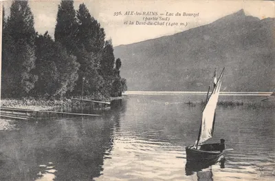 AIX-LES-BAINS — Lac du Bourget (partie Sud) et la Dent-du-Châtel (1400 m.) — Éditeur : L. GOUTARD, LYON — N° 356