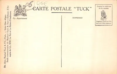 Menton - Frontière Italienne - Les Rochers Rouges; vues d'Italie — éditeur TUCK, n° 123 — Verso
