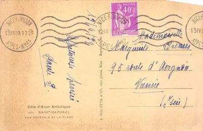 Algemene uitzicht op de strand — Saint-Raphaël — uitgever L. Gilletta & Cie, Nice — Achterkant