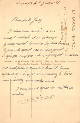 Hôtel de Ville de Compiègne — éditeur YVON — 背面