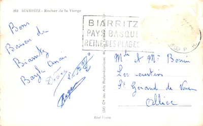Biarritz - Rocher de la Vierge — uitgever Réal Photo, nr. 212 — Achterkant