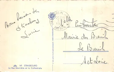 Katedrała Notre-Dame w Strasburgu — widok frontu i wieży — wydawca ALFRED ROH, Strasburg — Rewers