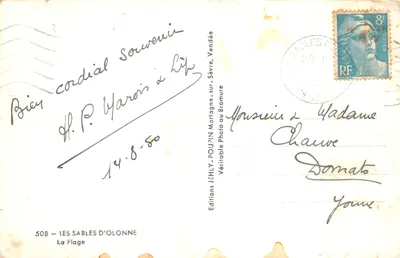 Les Sables-d'Olonne — plage animée avec rangées de tentes — Éditions JEHLY, n°508 — पीछे