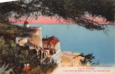 Nice — Escalier Lesage et Tour Bellande vue du Château — Édition Galetta, NICE, n°182