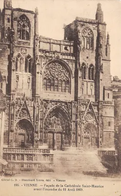 Vienne — Façade de la Cathédrale Saint-Maurice avant l'incendie du 11 Avril 1869 — Blanchard frères, édit - Vienne