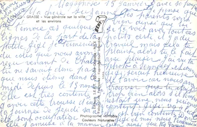 Grasse — Vista geral da cidade e do entorno — Editor S.E.P.T. - 75-23 — Verso