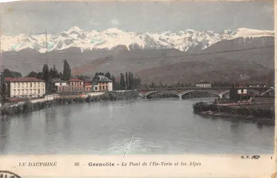 Grenoble — Le Pont de l'Île-Verte et les Alpes — B.F. 66