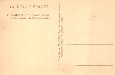 Carcassonne (Aude) — La Cité, vue de la Porte du Sénéchal — Éditions d'Art YVON — पीछे