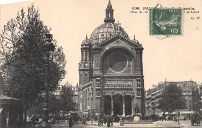 Dôme de la Madeleine — vue de la façade avec rosace et dôme — éditeur G. M. n° 808