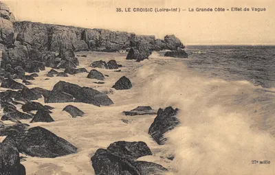 Le Croisic (Loire-Inf) — La Grande Côte — Effet de Vague — Éditeur F. Chapeau, Nantes