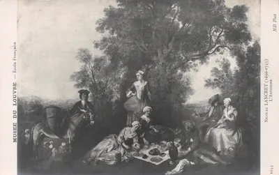 L'Automne — scène de jardin d'hiver — École Française, Musée du Louvre — Nicolas Lancret (1690-1743) — NID Piot, n° 1043