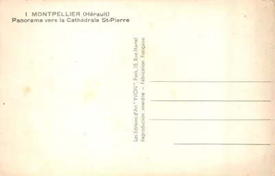 Montpellier (Hérault) — Panorama vers la Cathédrale Saint-Pierre — Éditions d'Art 'YVON' — पीछे