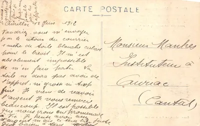 Puy Griou (1694m) — montagne enneigée avec texte poétique — éditeur Pierre Valrèas, 1399 — 뒷면