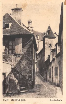 Rue St-Roch — vue de la rue pavée avec escalier et toits en tuiles — éditeur DES ARTS PHOTO-MÉCANIQUES, STARSBOURG-SCH LTIGNEI, n° LL.16