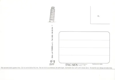 Tour de Pise — Tour de Pise — éditeur ITALCARDS — पीछे