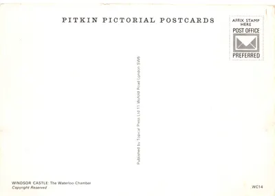 Windsor Castle — The Waterloo Chamber — Pitkin Pictorial Postcards — पीछे