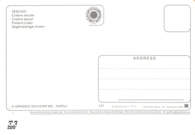 Vesuvio — Cratère actuel — IL GIRASOLE SOUVENIR SRL - NAPOLI n°177 — पीछे
