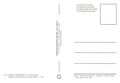 Vision du Arca de Noé — Beatus — Éditeur POSTALES ESCUDO DE ORO — पीछे