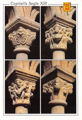 Capitelles du XIIIe siècle — Cloître de la Cathédrale de Seu d'Urgell — Éditeur ESCUDO DE ORO, n° 61
